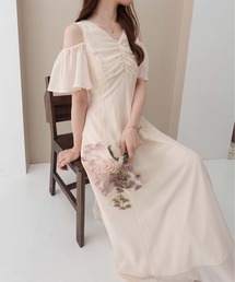 【INGNI SOELA】肩開きVネックシアーバックレースアップワンピース/WEB限定