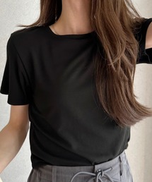 クロップド丈 Tシャツ 半袖 ショート丈 カットソー 無地 クルーネック トップス スッキリ見え カジュアル 夏