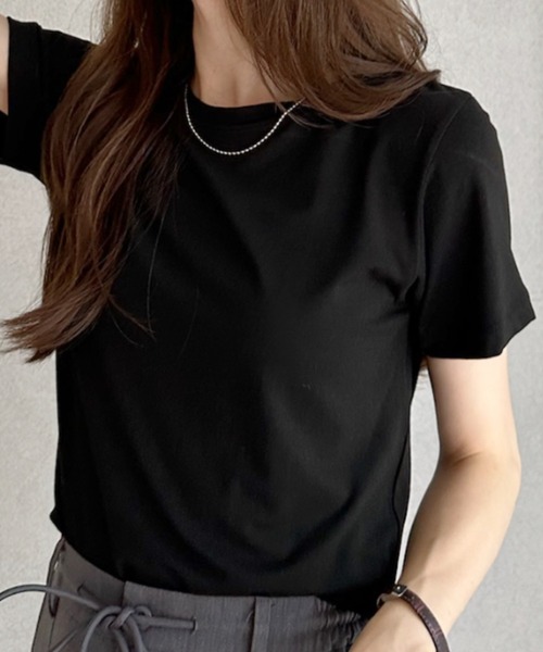 umune(ウムネ)の「クロップド丈 Tシャツ 半袖 ショート丈 カットソー 無地 クルーネック トップス スッキリ見え カジュアル 夏(Tシャツ/カットソー・レディース・杢グレー/ブラック/オフホワイト・FREE)」の11枚目の写真