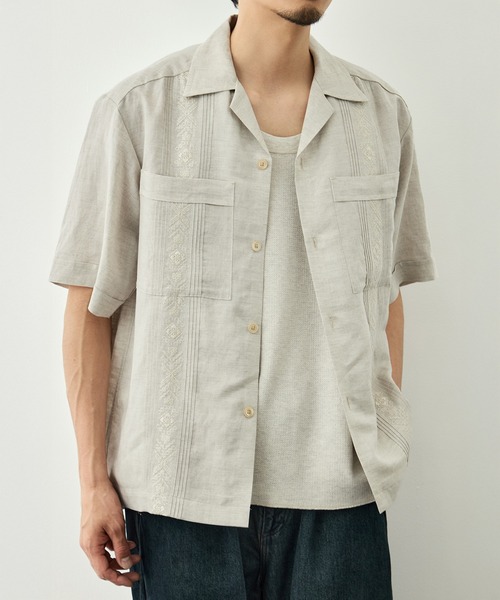 CITY TOKYO(シティトウキョウ)の「【CITY TOKYO/シティートーキョー】Linen cuba shirt(シャツ/ブラウス・メンズ・カーキ/アイボリー・2/1)」の14枚目の写真