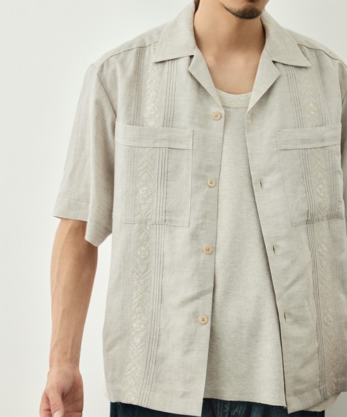 CITY TOKYO(シティトウキョウ)の「【CITY TOKYO/シティートーキョー】Linen cuba shirt(シャツ/ブラウス・メンズ・カーキ/アイボリー・2/1)」の20枚目の写真