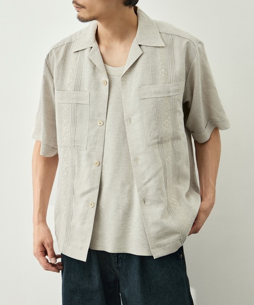 CITY TOKYO(シティトウキョウ)の「【CITY TOKYO/シティートーキョー】Linen cuba shirt(シャツ/ブラウス・メンズ・カーキ/アイボリー・2/1)」の15枚目の写真