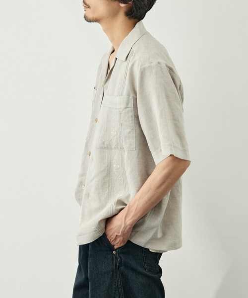 CITY TOKYO(シティトウキョウ)の「【CITY TOKYO/シティートーキョー】Linen cuba shirt(シャツ/ブラウス・メンズ・カーキ/アイボリー・2/1)」の16枚目の写真