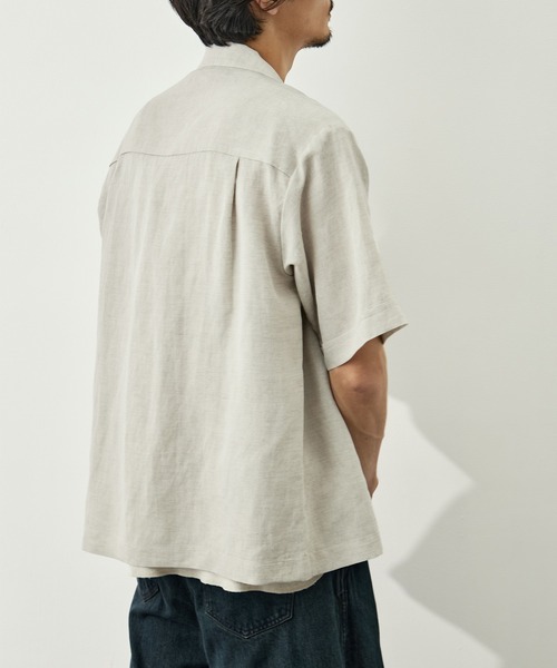 CITY TOKYO(シティトウキョウ)の「【CITY TOKYO/シティートーキョー】Linen cuba shirt(シャツ/ブラウス・メンズ・カーキ/アイボリー・2/1)」の4枚目の写真