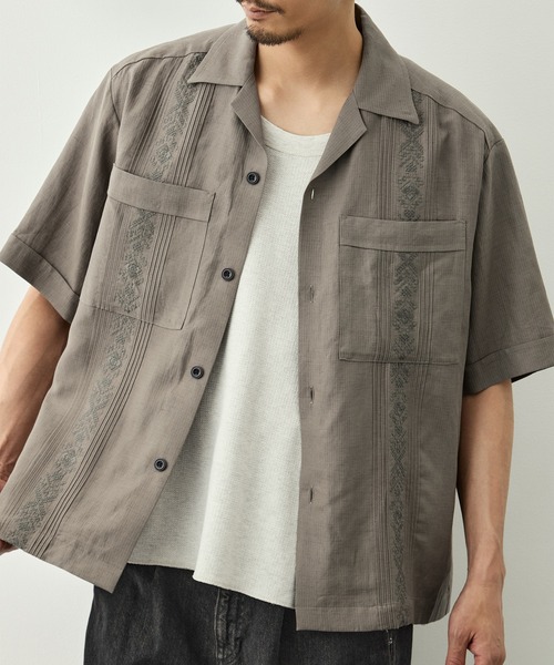 CITY TOKYO(シティトウキョウ)の「【CITY TOKYO/シティートーキョー】Linen cuba shirt(シャツ/ブラウス・メンズ・カーキ/アイボリー・2/1)」の6枚目の写真