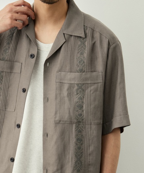 CITY TOKYO(シティトウキョウ)の「【CITY TOKYO/シティートーキョー】Linen cuba shirt(シャツ/ブラウス・メンズ・カーキ/アイボリー・2/1)」の11枚目の写真