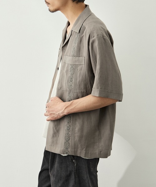 CITY TOKYO(シティトウキョウ)の「【CITY TOKYO/シティートーキョー】Linen cuba shirt(シャツ/ブラウス・メンズ・カーキ/アイボリー・2/1)」の7枚目の写真