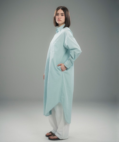 +phenix(プラスフェニックス)の「+phenix(プラスフェニックス)ROUND HEM SHIRT DRESS / ラウンドヘム シャツドレス(ワンピース・レディース・サックスブルー/ブルー/グリーン・M/L)」の6枚目の写真
