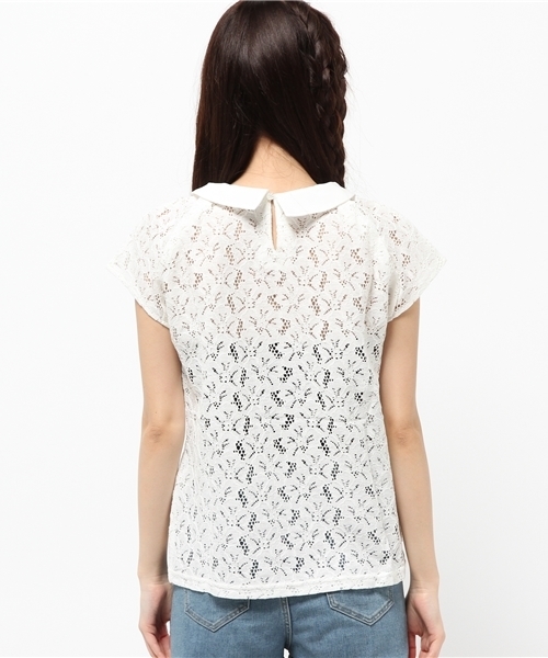 earth music&ecology（アースミュージックアンドエコロジー）の「【2016Summer】衿付きレースプルオーバー（Tシャツ/カットソー・レディース・オフホワイト/ブラック/ピンクベージュ/ネイビー・FREE）」の10枚目の写真