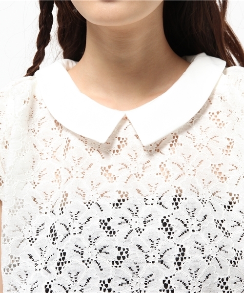 earth music&ecology（アースミュージックアンドエコロジー）の「【2016Summer】衿付きレースプルオーバー（Tシャツ/カットソー・レディース・オフホワイト/ブラック/ピンクベージュ/ネイビー・FREE）」の11枚目の写真