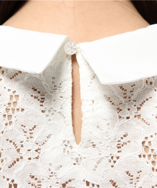 earth music&ecology（アースミュージックアンドエコロジー）の「【2016Summer】衿付きレースプルオーバー（Tシャツ/カットソー・レディース・オフホワイト/ブラック/ピンクベージュ/ネイビー・FREE）」の12枚目の写真