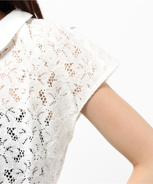 earth music&ecology（アースミュージックアンドエコロジー）の「【2016Summer】衿付きレースプルオーバー（Tシャツ/カットソー・レディース・オフホワイト/ブラック/ピンクベージュ/ネイビー・FREE）」の13枚目の写真