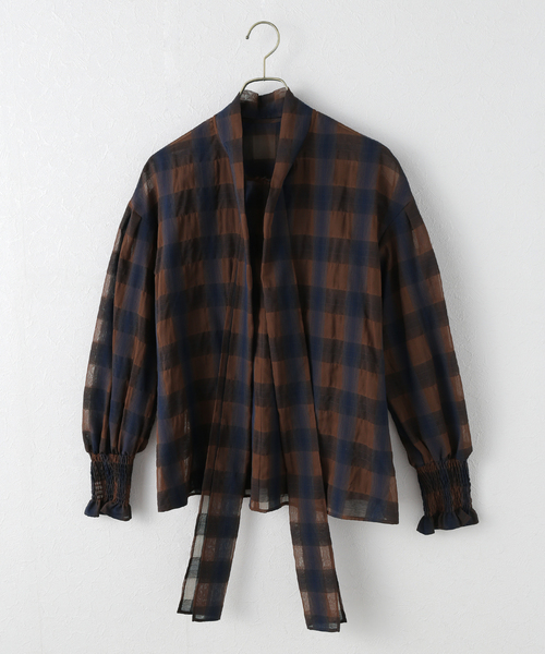 Spick & Span(スピックアンドスパン)の「《追加》オンブレボウタイブラウス(シャツ/ブラウス・レディース・アイボリー/ブラウン・FREE)」の19枚目の写真