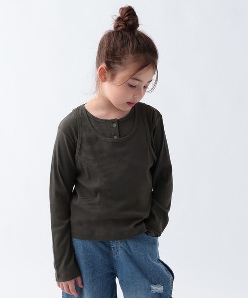 BAYFLOW（ベイフロー）の「[タンク＋長袖T SET]レイヤードヘンリーネック長袖T[120~160cm](KIDS)（Tシャツ/カットソー・キッズ・ブルー/ブラウン/チャコール・160cm/150cm/140cm/130cm/120cm）」の2枚目の写真