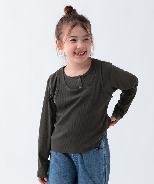 BAYFLOW（ベイフロー）の「[タンク＋長袖T SET]レイヤードヘンリーネック長袖T[120~160cm](KIDS)（Tシャツ/カットソー・キッズ・ブルー/ブラウン/チャコール・160cm/150cm/140cm/130cm/120cm）」の9枚目の写真