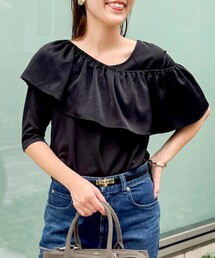 NOLLEY’S | ウォッシャブルフィブリルサテンドッキングフリルプルオーバー(Tシャツ/カットソー)