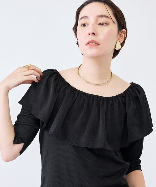 NOLLEY’S(ノーリーズ)の「ウォッシャブルフィブリルサテンドッキングフリルプルオーバー(Tシャツ/カットソー・レディース・ブラウン/チャコールグレー/ブラック・38)」の18枚目の写真