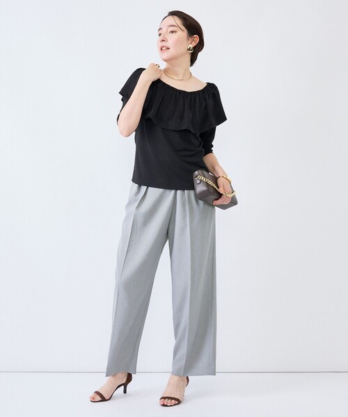 NOLLEY’S(ノーリーズ)の「ウォッシャブルフィブリルサテンドッキングフリルプルオーバー(Tシャツ/カットソー・レディース・ブラウン/チャコールグレー/ブラック・38)」の20枚目の写真