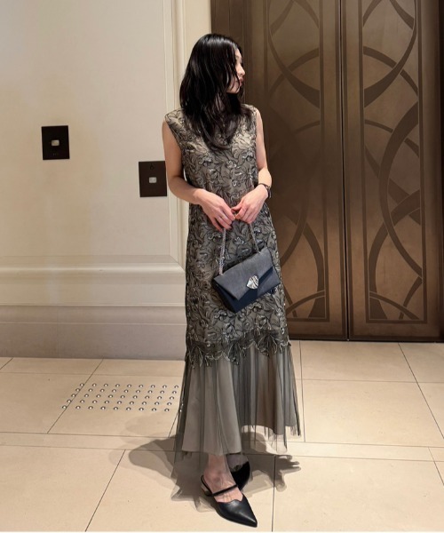 セール】Sleeve less scallop dress（ドレス）｜LE'RURE（リルアー）の