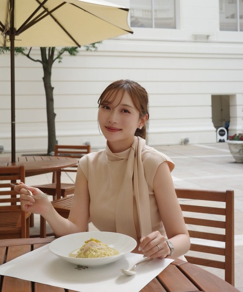 polaura(ポローラ)の「スリークアレンジタイニットトップス(Tシャツ/カットソー・レディース・グレー/アイボリー/ピンク・FREE)」の13枚目の写真