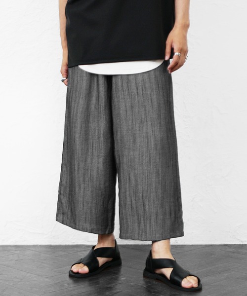 MinoriTY(マイノリティ)の「【MinoriTY】選べるサマーメランジワイドパンツ メンズ 夏服 薄手生地 涼しげ(その他パンツ・メンズ・ブラック/ブルー系その他/ブラック系その他/ブルー・L/M)」の5枚目の写真