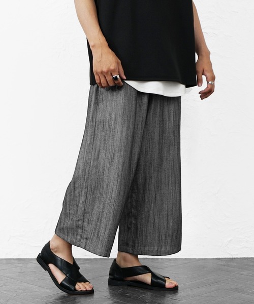MinoriTY(マイノリティ)の「【MinoriTY】選べるサマーメランジワイドパンツ メンズ 夏服 薄手生地 涼しげ(その他パンツ・メンズ・ブラック/ブルー系その他/ブラック系その他/ブルー・L/M)」の6枚目の写真