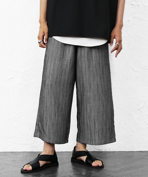 MinoriTY(マイノリティ)の「【MinoriTY】選べるサマーメランジワイドパンツ メンズ 夏服 薄手生地 涼しげ(その他パンツ・メンズ・ブラック/ブルー系その他/ブラック系その他/ブルー・L/M)」の7枚目の写真