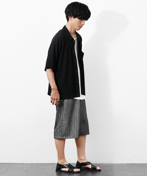 MinoriTY(マイノリティ)の「【MinoriTY】選べるサマーメランジワイドパンツ メンズ 夏服 薄手生地 涼しげ(その他パンツ・メンズ・ブラック/ブルー系その他/ブラック系その他/ブルー・L/M)」の16枚目の写真
