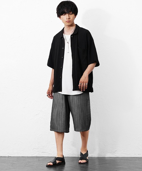 MinoriTY(マイノリティ)の「【MinoriTY】選べるサマーメランジワイドパンツ メンズ 夏服 薄手生地 涼しげ(その他パンツ・メンズ・ブラック/ブルー系その他/ブラック系その他/ブルー・L/M)」の17枚目の写真