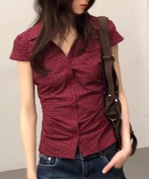 Vipoa | Vintage red checked tight shirt(シャツ/ブラウス)
