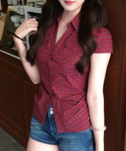 Vipoa(ヴィポア)の「Vintage red checked tight shirt(シャツ/ブラウス・レディース・レッド・FREE)」の21枚目の写真