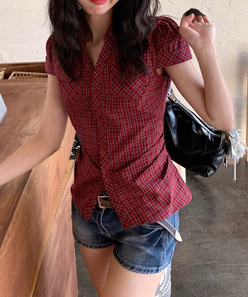 Vipoa(ヴィポア)の「Vintage red checked tight shirt(シャツ/ブラウス・レディース・レッド・FREE)」の20枚目の写真