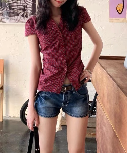 Vipoa(ヴィポア)の「Vintage red checked tight shirt(シャツ/ブラウス・レディース・レッド・FREE)」の17枚目の写真