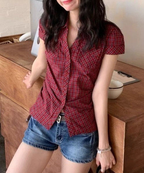 Vipoa(ヴィポア)の「Vintage red checked tight shirt(シャツ/ブラウス・レディース・レッド・FREE)」の19枚目の写真