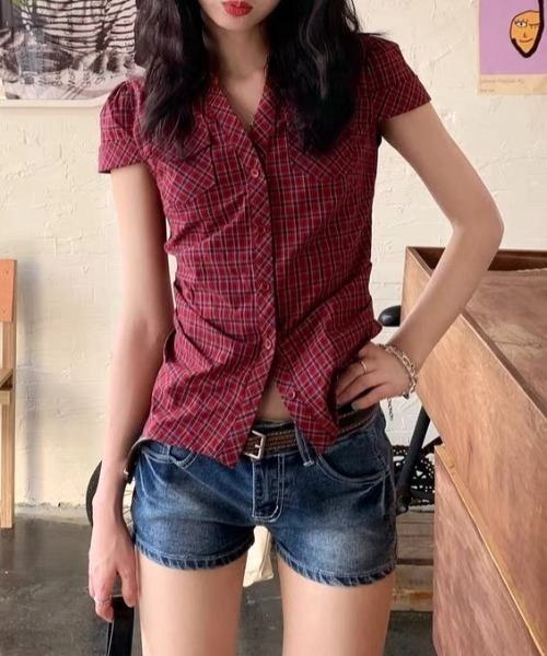 Vipoa(ヴィポア)の「Vintage red checked tight shirt(シャツ/ブラウス・レディース・レッド・FREE)」の18枚目の写真