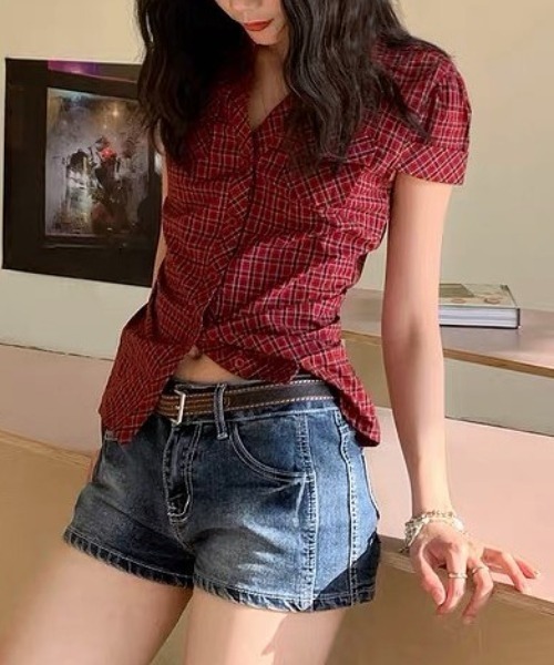 Vipoa(ヴィポア)の「Vintage red checked tight shirt(シャツ/ブラウス・レディース・レッド・FREE)」の11枚目の写真