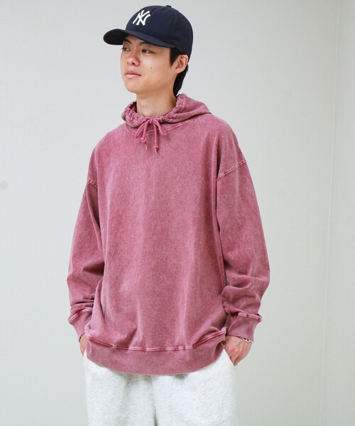 GLOSTER（グロスター）の「【ロンT以上、パーカー未満】ケミカル加工 フードロンT（パーカー・メンズ・ブラック/オリーブ/バーガンディー/パープル/ホワイト・M/L）」の9枚目の写真