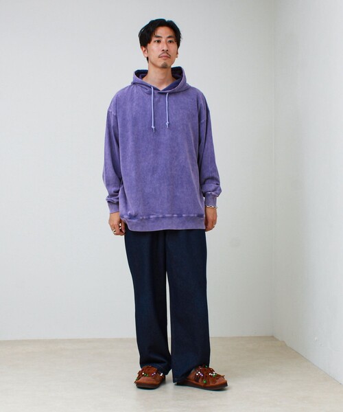 GLOSTER（グロスター）の「【ロンT以上、パーカー未満】ケミカル加工 フードロンT（パーカー・メンズ・ブラック/オリーブ/バーガンディー/パープル/ホワイト・M/L）」の20枚目の写真