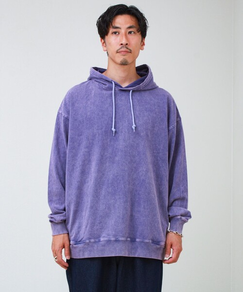 GLOSTER（グロスター）の「【ロンT以上、パーカー未満】ケミカル加工 フードロンT（パーカー・メンズ・ブラック/オリーブ/バーガンディー/パープル/ホワイト・M/L）」の21枚目の写真