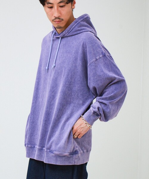 GLOSTER（グロスター）の「【ロンT以上、パーカー未満】ケミカル加工 フードロンT（パーカー・メンズ・ブラック/オリーブ/バーガンディー/パープル/ホワイト・M/L）」の22枚目の写真