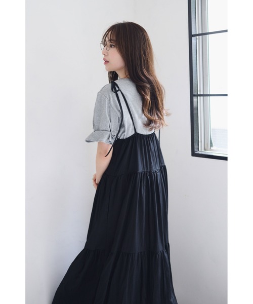 FMiBL(ファミル)の「ティアードキャミワンピース(Tシャツ/カットソー・レディース・ブラック/ホワイト・FREE)」の12枚目の写真