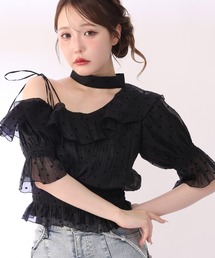 2WAYワンショル半袖フリルブラウス