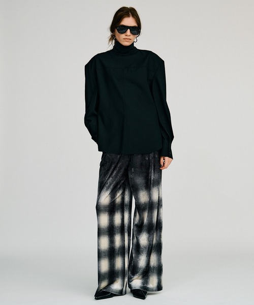 PRANK PROJECT(プランクプロジェクト)の「【2026Autumn Pre-Order】フェーデッドチェックベロアパンツ / Faded Check Velour Pants(その他パンツ・レディース・ブラック・38/36)」の2枚目の写真