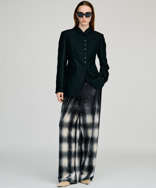 PRANK PROJECT(プランクプロジェクト)の「【2026Autumn Pre-Order】フェーデッドチェックベロアパンツ / Faded Check Velour Pants(その他パンツ・レディース・ブラック・38/36)」の8枚目の写真