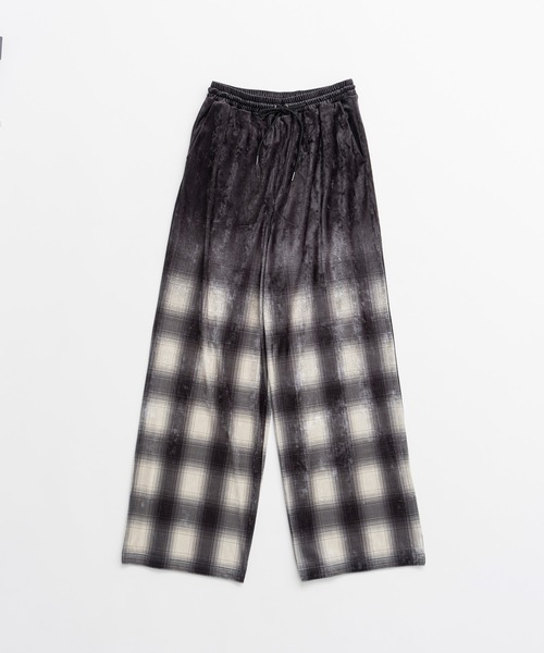 PRANK PROJECT(プランクプロジェクト)の「【2026Autumn Pre-Order】フェーデッドチェックベロアパンツ / Faded Check Velour Pants(その他パンツ・レディース・ブラック・38/36)」の12枚目の写真