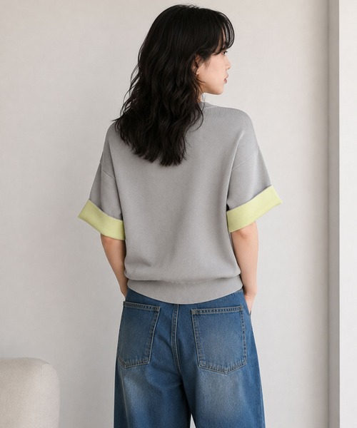 Dita Muaj.(ディータムアージュ)の「バイカラー半袖カーディガン(カーディガン/ボレロ・レディース・グレー/ブラウン/チャコール・FREE)」の16枚目の写真