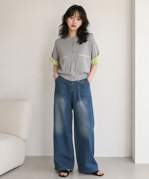 Dita Muaj.(ディータムアージュ)の「バイカラー半袖カーディガン(カーディガン/ボレロ・レディース・グレー/ブラウン/チャコール・FREE)」の17枚目の写真