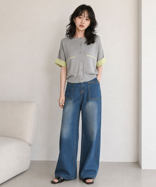 Dita Muaj.(ディータムアージュ)の「バイカラー半袖カーディガン(カーディガン/ボレロ・レディース・グレー/ブラウン/チャコール・FREE)」の18枚目の写真