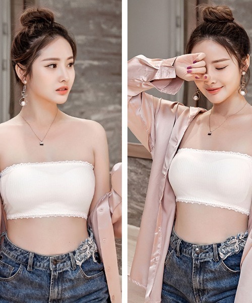 shoppinggo(ショッピングゴー)の「夏服 ブラトップ カップ付きキャミソール チューブトップブラ セクシー 胸元 パット付 インナー ブラカバー(キャミソール・レディース・ブラック/ホワイト/グレー/ベージュ・FREE)」の13枚目の写真