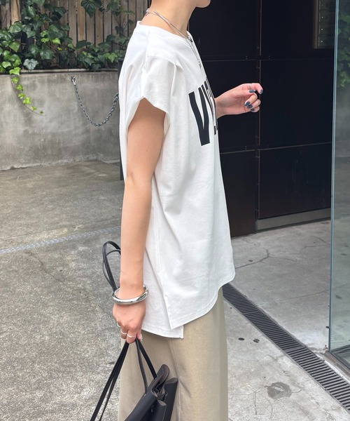 COLLAGE GALLARDAGALANTE(コラージュガリャルダガランテ)の「VICHY ロゴTシャツ/ZOZO限定(Tシャツ/カットソー・レディース・ホワイト/ベージュ・FREE)」の8枚目の写真